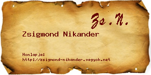 Zsigmond Nikander névjegykártya